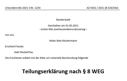 Muster einer Teilungserklärung